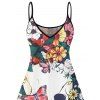 Robe gothique à motif floral, motif papillon et tête de mort, bretelles spaghetti, col en V, coupe trapèze, mini-robe de vacances - multicolor XXXXXL | US 20