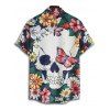 Chemise gothique à manches courtes et boutons pour homme, motif floral, motif tête de mort, papillon, vacances - multicolor 5XL