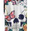 Chemise gothique à manches courtes et boutons pour homme, motif floral, motif tête de mort, papillon, vacances - multicolor 5XL