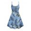 Robe de plage à imprimé feuilles tropicales, bretelles spaghetti, col en V, coupe trapèze, mini-robe décontractée - Vert clair M | US 6