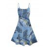 Robe de plage à imprimé feuilles tropicales, bretelles spaghetti, col en V, coupe trapèze, mini-robe décontractée - Bleu gris S | US 4