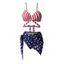 Maillot de bain trois pièces croisé à rayures et étoiles, motif drapeau américain, style patriotique, noué sur le côté, pour la fête de l'indépendance - multicolor L | US 8
