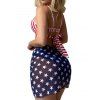 Maillot de bain trois pièces croisé à rayures et étoiles, motif drapeau américain, style patriotique, noué sur le côté, pour la fête de l'indépendance - multicolor L | US 8