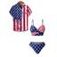 Independence Day Couple Outfit American Flag Print Twisted Underwire Tankini Swimsuit and Button Up Shirt Patriotic Matching Outfit - multicolor S | US 4