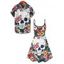 Gothic Couple Outfit Skulls Butterfly Floral Pattern Dress Spaghetti Strap Tank Dress and Button Up Shirt Vacation Matching Outfit - multicolor S | US 4