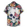 Gothic Couple Outfit Skulls Butterfly Floral Pattern Dress Spaghetti Strap Tank Dress and Button Up Shirt Vacation Matching Outfit - multicolor S | US 4