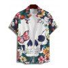 Gothic Couple Outfit Skulls Butterfly Floral Pattern Dress Spaghetti Strap Tank Dress and Button Up Shirt Vacation Matching Outfit - multicolor S | US 4