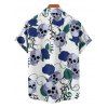 Vacation Couple Outfit Skulls Floral Leaf Pattern Ruched Bust Belt Sweetheart Neck Dress and Button Up Shirt Gothic Matching Outfit - Bleu profond S | US 4