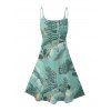 Robe de plage à imprimé feuilles tropicales, bretelles spaghetti, col en V, coupe trapèze, mini-robe décontractée - Vert clair M | US 6