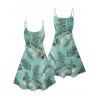 Robe de plage à imprimé feuilles tropicales, bretelles spaghetti, col en V, coupe trapèze, mini-robe décontractée - Vert clair M | US 6