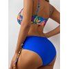 Maillot de bain tankini à imprimé floral, bretelles spaghetti torsadées, lacets, ajouré, à armatures, push-up, pour les vacances - Bleu XL | US 10