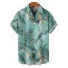 Beach Couple Outfit Tropical Leaf Print Spaghetti Strap V Neck A Line Mini Tank Dress and Button Up Shirt Matching Outfit - Vert clair S | US 4