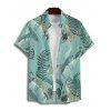 Beach Couple Outfit Tropical Leaf Print Spaghetti Strap V Neck A Line Mini Tank Dress and Button Up Shirt Matching Outfit - Vert clair S | US 4