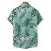 Beach Couple Outfit Tropical Leaf Print Spaghetti Strap V Neck A Line Mini Tank Dress and Button Up Shirt Matching Outfit - Vert clair S | US 4