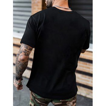 Men's Rock Gesture Skeleton Hand Pattern Casual T-shirt Round Collar Pullover Short Sleeve Tee