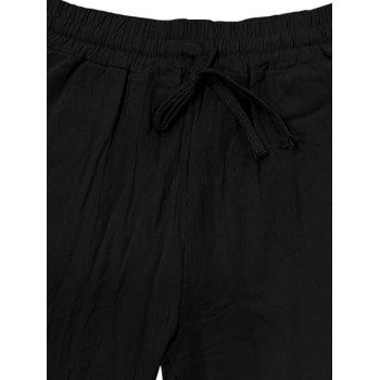 Men's Solid Color Pocket Drawstrings Elastic Waist Straight Long Casual Pants