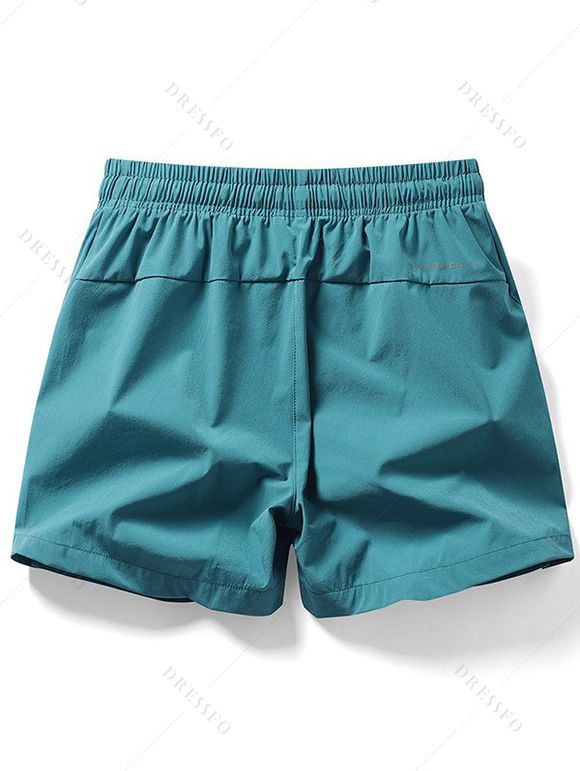 Short décontracté pour homme, couleur unie, avec cordon de serrage, taille élastique, poches, ourlet fendu - Bleu S