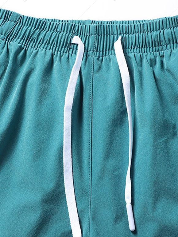 Short décontracté pour homme, couleur unie, avec cordon de serrage, taille élastique, poches, ourlet fendu - Bleu S