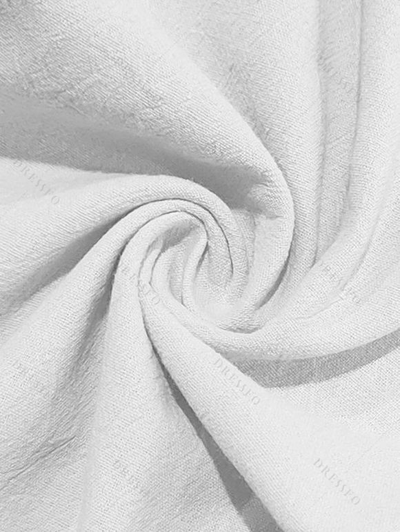 Pantalon décontracté long et droit pour homme, couleur unie, avec cordon de serrage et taille élastique - Blanc XXL