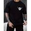 T-shirt décontracté à col rond et manches courtes pour homme, motif squelette et geste rock - Noir XXXL