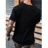 T-shirt décontracté à col rond et manches courtes pour homme, motif squelette et geste rock - Noir XXXL