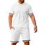 Ensemble deux pièces pour homme, décontracté, rayé, avec t-shirt boutonné 1/4 et short à taille élastique avec cordon de serrage - Noir XXXL