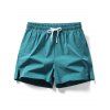 Short décontracté pour homme, couleur unie, avec cordon de serrage, taille élastique, poches, ourlet fendu - Bleu L