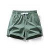 Short décontracté pour homme, couleur unie, avec cordon de serrage, taille élastique, poches, ourlet fendu - Vert clair XXXL