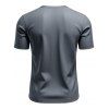 T-shirt à manches courtes et col en V pour homme, couleur unie, avec poche avant à demi-bouton, style décontracté - Gris XXXL | US 14