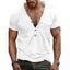 T-shirt à manches courtes et col en V pour homme, couleur unie, avec poche avant à demi-bouton, style décontracté - Gris XXXL | US 14
