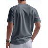 T-shirt à manches courtes et col en V pour homme, couleur unie, avec poche avant à demi-bouton, style décontracté - Gris XXXL | US 14