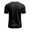 T-shirt à manches courtes et col en V pour homme, couleur unie, avec poche avant à demi-bouton, style décontracté - Noir XXXL