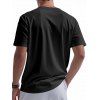 T-shirt à manches courtes et col en V pour homme, couleur unie, avec poche avant à demi-bouton, style décontracté - Noir XXXL