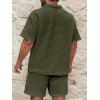 Ensemble deux pièces pour homme, décontracté, couleur unie, texturé, fermeture éclair 1/4, col rabattu, t-shirt et short à taille élastique avec cordon de serrage - Vert XXXL