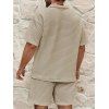Ensemble deux pièces pour homme, décontracté, couleur unie, texturé, fermeture éclair 1/4, col rabattu, t-shirt et short à taille élastique avec cordon de serrage - café lumière XXXL | US 14