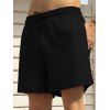 Short décontracté texturé pour homme, couleur unie, avec cordon de serrage, poche intérieure et taille élastique - Noir XXL