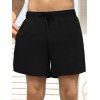Short décontracté texturé pour homme, couleur unie, avec cordon de serrage, poche intérieure et taille élastique - Noir XXL