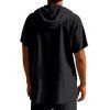 T-shirt décontracté à manches courtes et col rond pour homme, couleur unie, avec cordon de serrage, à capuche et cordon de serrage, idéal pour la plage - Noir XXXL