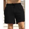Short décontracté texturé pour homme, couleur unie, avec cordon de serrage, poche intérieure et taille élastique - Noir XXL