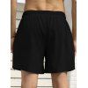 Short décontracté texturé pour homme, couleur unie, avec cordon de serrage, poche intérieure et taille élastique - Noir XXL