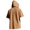 T-shirt décontracté à manches courtes et col rond pour homme, couleur unie, avec cordon de serrage, à capuche et cordon de serrage, idéal pour la plage - café lumière XXXL
