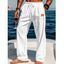 Pantalon décontracté long et droit pour homme, couleur unie, avec cordon de serrage et taille élastique - Noir L