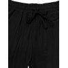Pantalon décontracté long et droit pour homme, couleur unie, avec cordon de serrage et taille élastique - Noir L