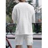 Ensemble deux pièces pour homme, haut en tricot à manches mi-longues et col en V en jacquard de couleur unie, avec cordon de serrage, taille élastique et poches. - Blanc S
