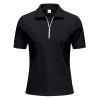 T-shirt décontracté à col rabattu et fermeture éclair 1/4 pour homme, couleur unie et texturée, en velours côtelé - Noir XXXL