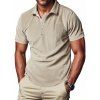 T-shirt décontracté à col rabattu et fermeture éclair 1/4 pour homme, couleur unie et texturée, en velours côtelé - café lumière XXXL | US 14