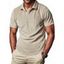 T-shirt décontracté à col rabattu et fermeture éclair 1/4 pour homme, couleur unie et texturée, en velours côtelé - café lumière XXXL | US 14
