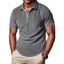 T-shirt décontracté à col rabattu et fermeture éclair 1/4 pour homme, couleur unie et texturée, en velours côtelé - café lumière XXXL | US 14