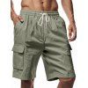 Short cargo droit pour homme, couleur unie, poches multiples, cordon de serrage, taille élastique, longueur genou, pour l'extérieur - Vert clair XXXL