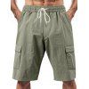 Short cargo droit pour homme, couleur unie, poches multiples, cordon de serrage, taille élastique, longueur genou, pour l'extérieur - Vert clair XXXL